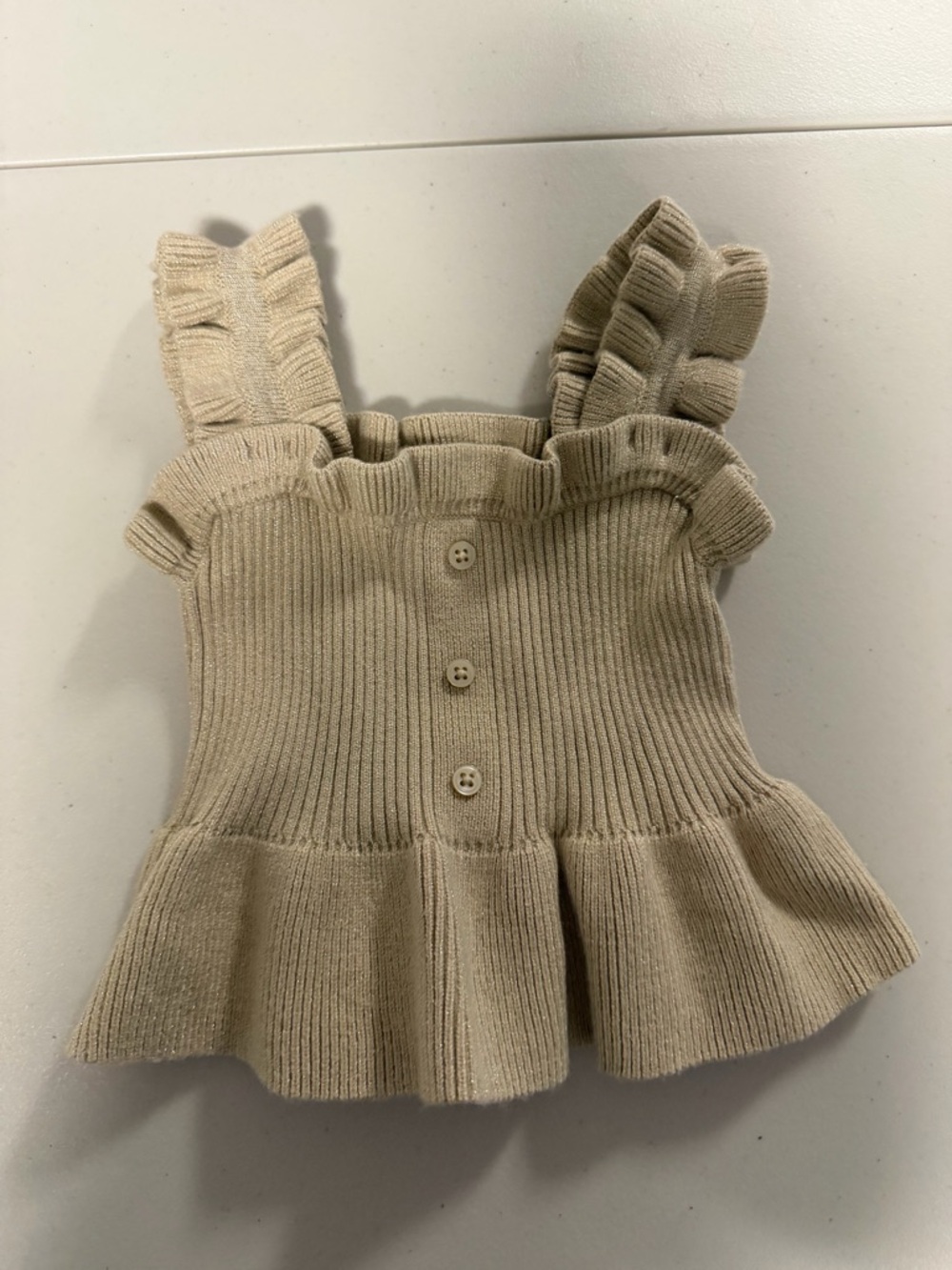 Janie and Jack Cream Knit Ruffle Tank Top